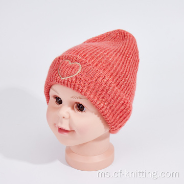 Logo Jacquard Knitted Beanie Hat untuk Kanak -kanak